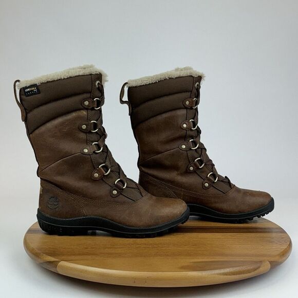 Timberland Shoes - Womens TImberland Mount Hope Mid Fur Brown Leather Winter‎ Trail Boots Size 7 M